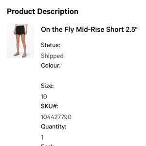 Lululemon On The Fly Mid Rise Short 2.5’’